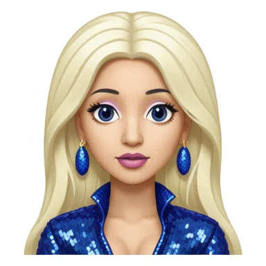 Cardi B with long white blonde hair, indigo sequin outfit sticker