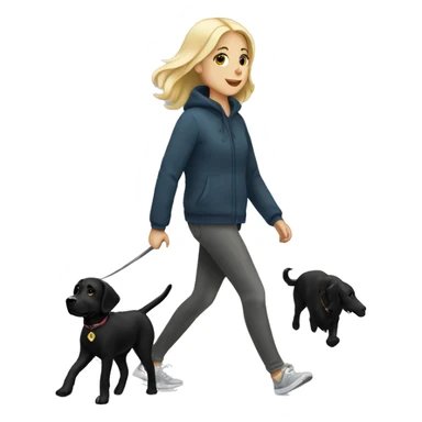 Blonde girl walking black lab sticker