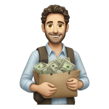 Jewish guy holding bags of money sticker
