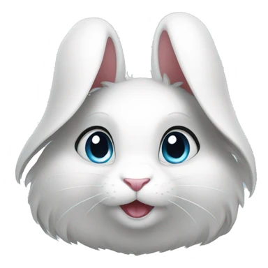 White rabbit blue eyes long haïr sticker