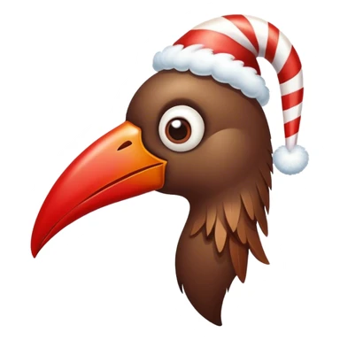 Dumb bird holding a candy cane shaped liked a pepper sticker
