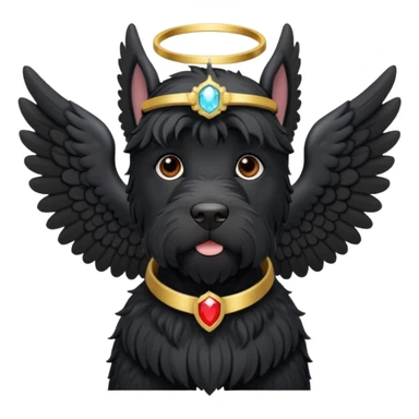 Black giant schnauzer wearing halo and wings sticker