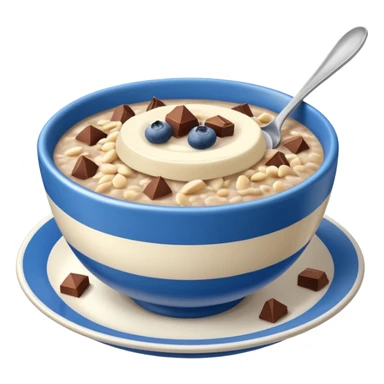porridge con cioccolato e mirtilli in una ciotola a strisce azzurre e bianche  sticker