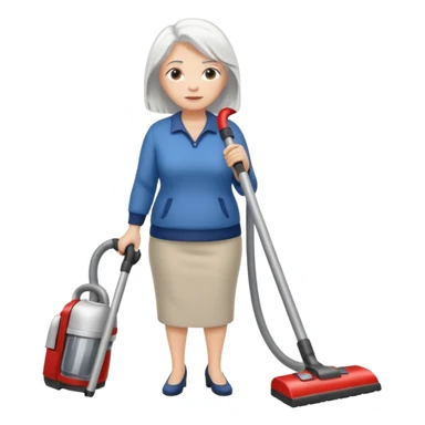 White hair cubby lady modern clothes older chubby ed lady vaccum sticker