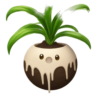 A sentient spider-plant with a dirt ball I’m his center sticker