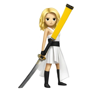 Kill bill blonde hair with katana across body sticker