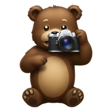 A bear taking a photos sticker
