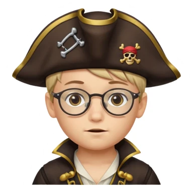 kid boy with pirate costume wearing glasses sticker