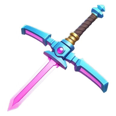 Clash of Clans aesthetic: Cinematic Playful Laser Sword Emoji, rendered in a 3D vector-style similar to standard emojis with minimal shading and bold, simplified shapes. A compact, vibrant energy blade with a neon-hued, glowing edge and futuristic hilt, softly glowing with a radiant cosmic charm. Simplified yet unmistakably iconic, highly detailed and consistent, glowing with a soft pulsating brilliance and high shine. Stylized with a touch of interstellar elegance and a soft glowing outline, capturing the essence of a legendary energy blade with a friendly, playful manner! sticker