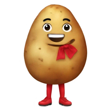 potato trying on a red dress sticker