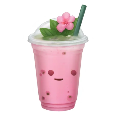 bubble tea pink flower sticker