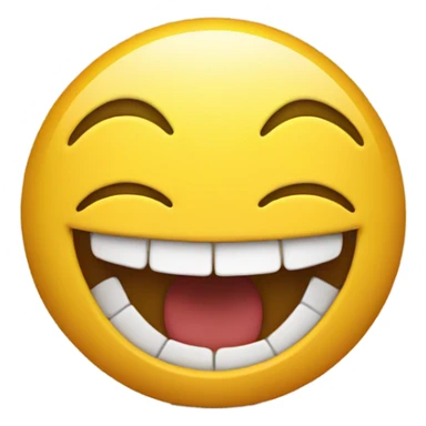 An emoji smiling with its teethe holding its face with its feet up behind it sticker