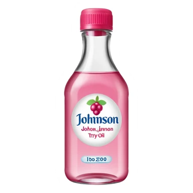 realistic Johnson and Johnson style bottle pink cap pink logo clear bottle with berry party logo with diddy oil and a berry on top bottle sticker