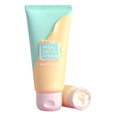 empty crumpled hand cream tube, pastel colors, very squished and wrinkled, cap on sticker