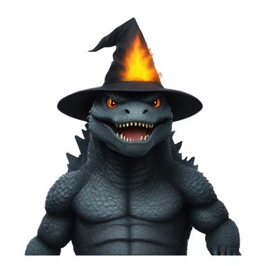 Godzilla as a witch sticker