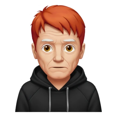 old manwith red hair and black hoodie sticker