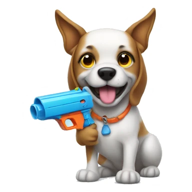 Dog holding watergun  sticker