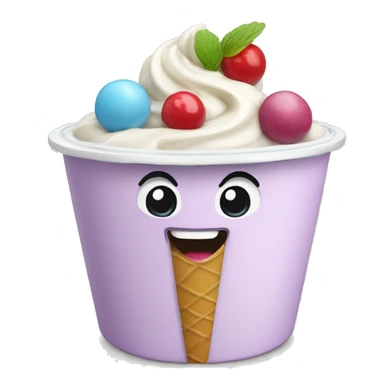 Frozen yogurt with candy sticker