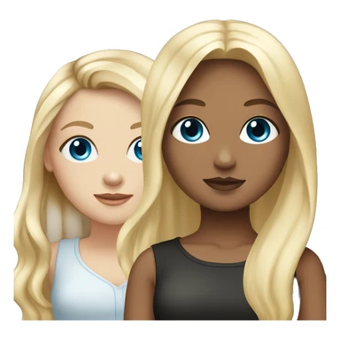 White girl, long blonde hair with blue eyes and  another girl who is Colombian with black hair  sticker