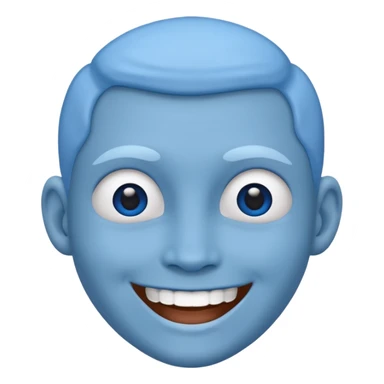Blue face with open smile  sticker