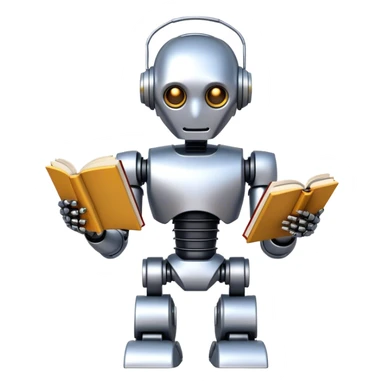 Robot reading book front view sticker