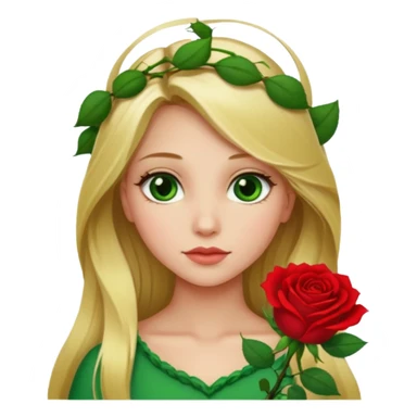 Girl profile picture with long blonde hair and green eyes and 1 flower in her hair sticker