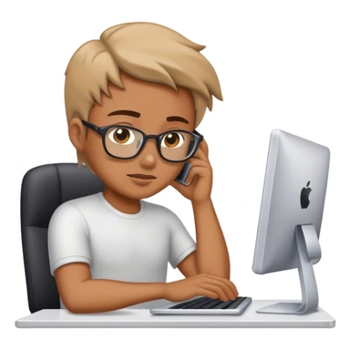 A professional working hard in front of a computer. sticker