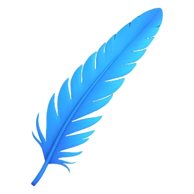 a stylized blue feather with a slight shadow, modern look sticker
