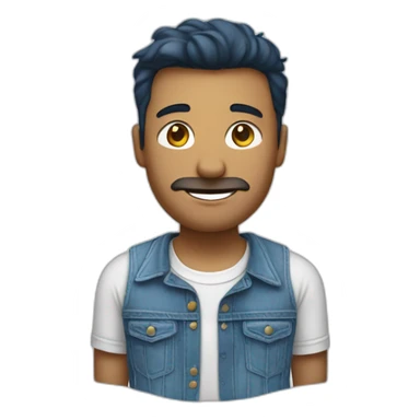 Un homme tres grand avec un jeans et un t-shirt bleu sticker