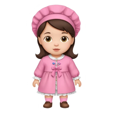 brunette baby girl traditional pink dutch clothes sticker