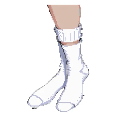 pixel art of two feet in white socks viewed from the bottom showing soles sticker