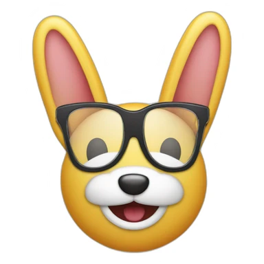 Itello avec Des dents de lapins, un appareil dentaire et des lunettes qui lève le doigt sticker