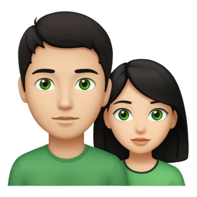 Couple girl dark hair light skin boy tan skin green eyes black hair sticker