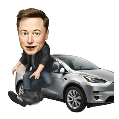 Elon Musk stepping on a car break pedal sticker
