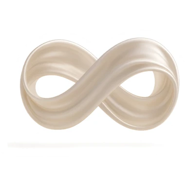 Create a 3D Mobius strip with a silky, lustrous fabric texture, smooth flowing folds, and a subtle sheen. The shape should clearly show the Mobius strip's single surface and twist. Use a soft, elegant color and realistic lighting. Preserve the transparent background. sticker