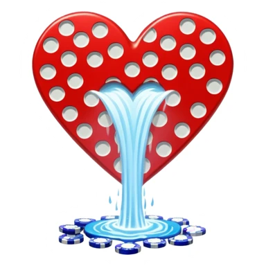 heart shaped watterfall with casino chips sticker