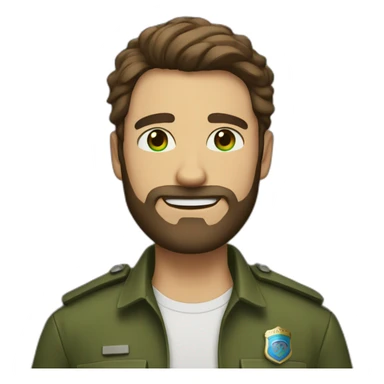 Man cops with brown beard and brown short hair with green and blue eyes sticker