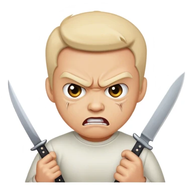 Angry face emoji holding knife  sticker