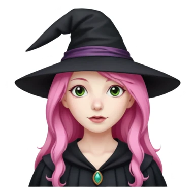 Witch with long pink hair sticker