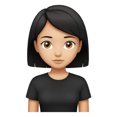 a pretty bratz girl with straight black short hair wearing a black tshirt , tan girl. waist up sticker