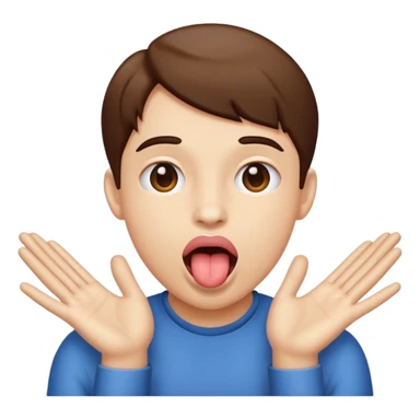 Tongue out with hands like opening  sticker