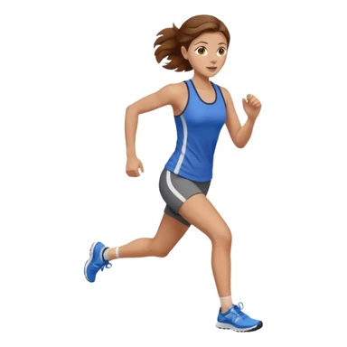 running woman. brown hair, light skin, hazel eyes. sticker