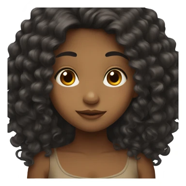 Short girl with long curly black hair and brown eyes sticker