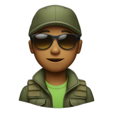  boy with sniper sunglasses and cap sticker