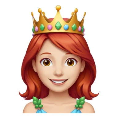 red hair woman wearing a candy crown sticker