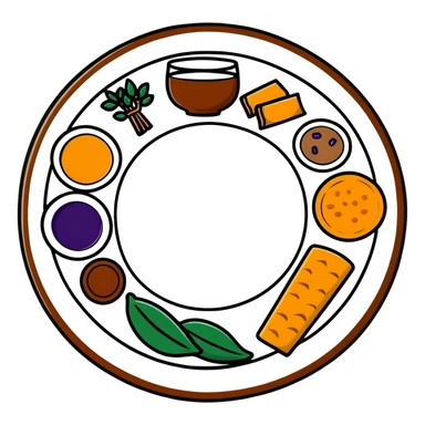 Passover seder plate with symbolic foods sticker
