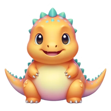 Cinematic tiny pastel dinosaur, chubby round body, tiny feet, big sparkling eyes, soft glowing colors, happy and friendly expression, radiating warmth. sticker