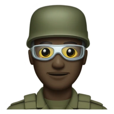 a military man in a Medical masks sticker