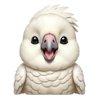 Cinematic Cute Yawning Cockatoo Portrait Emoji, Head tilted slightly with a dramatic, wide-open yawn, showcasing a plump, feathered body with a softly drooping crest and sleepy, half-closed eyes, Simplified yet irresistibly adorable features, highly detailed, glowing with a soft, cozy tropical glow, high shine, relaxed yet expressive, stylized with a dash of whimsical avian charm, soft glowing outline, capturing the essence of a drowsy yet affectionate cockatoo that appears ready to stretch out and yawn its way off the screen! sticker