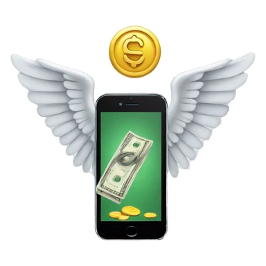 phone with money with wings sticker